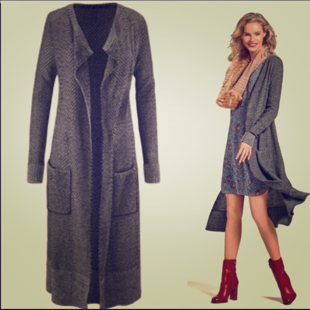 CAbi Gray Cardigan Duster Sweater